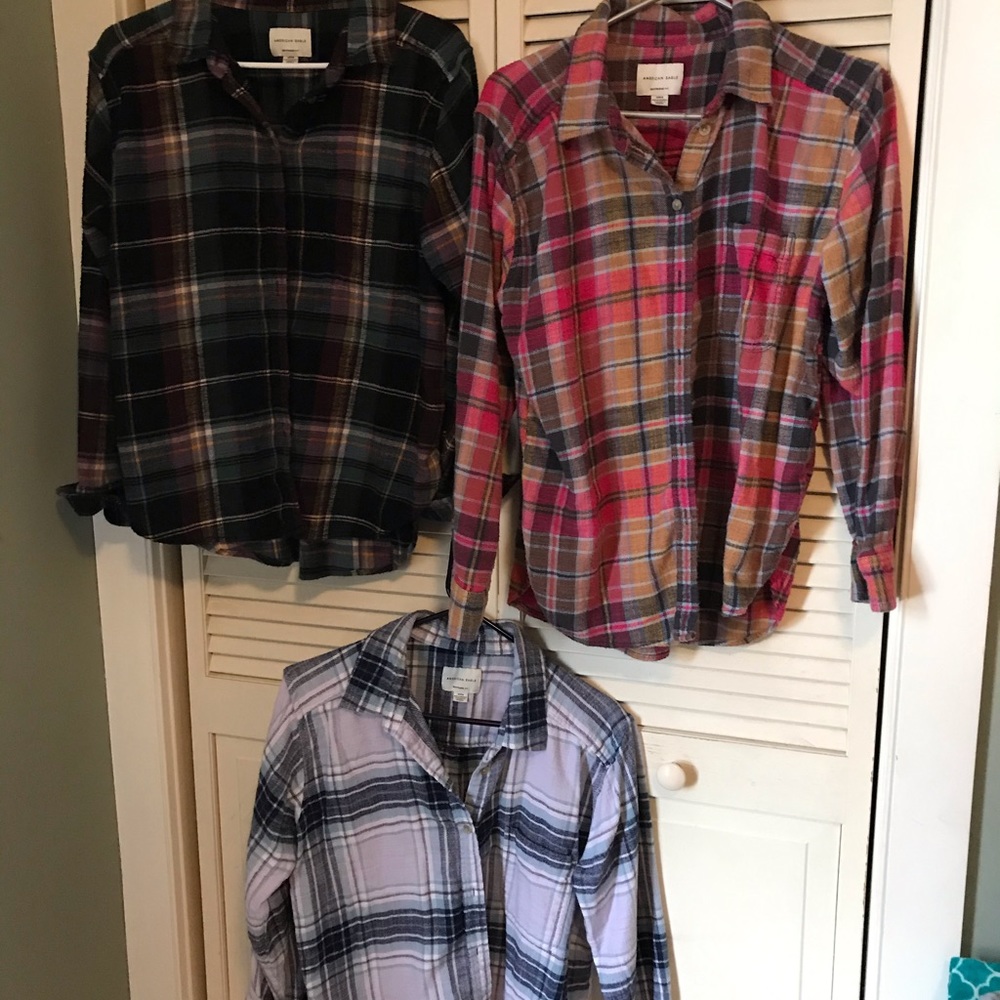 3 flannel shirts